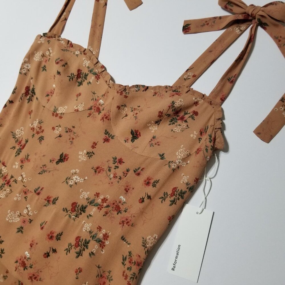 NWT Reformation Nikita Floral Midi Dress in Arianne (Rose Pink) Size‎ 8 - Picture 11 of 16